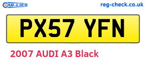 PX57YFN are the vehicle registration plates.