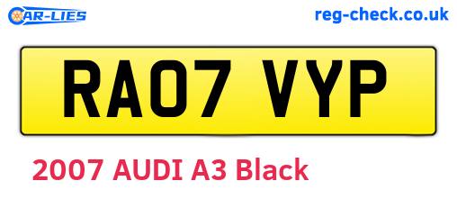 RA07VYP are the vehicle registration plates.