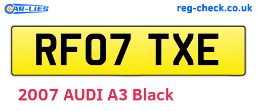 RF07TXE are the vehicle registration plates.