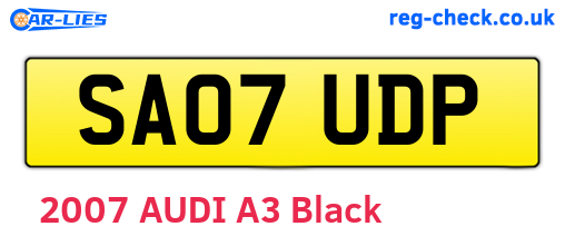 SA07UDP are the vehicle registration plates.