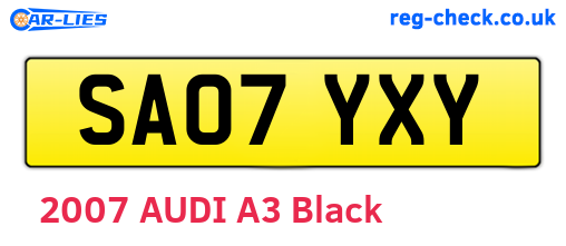 SA07YXY are the vehicle registration plates.
