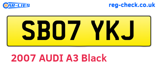 SB07YKJ are the vehicle registration plates.