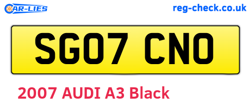 SG07CNO are the vehicle registration plates.