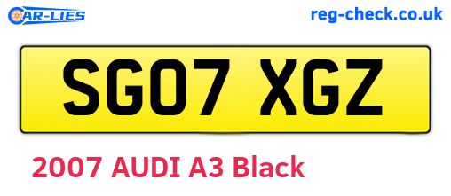 SG07XGZ are the vehicle registration plates.