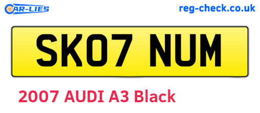 SK07NUM are the vehicle registration plates.