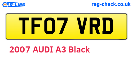 TF07VRD are the vehicle registration plates.