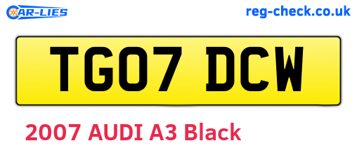 TG07DCW are the vehicle registration plates.