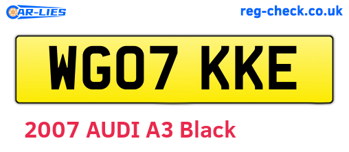 WG07KKE are the vehicle registration plates.