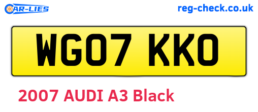 WG07KKO are the vehicle registration plates.