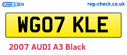 WG07KLE are the vehicle registration plates.