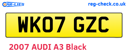 WK07GZC are the vehicle registration plates.