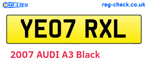 YE07RXL are the vehicle registration plates.