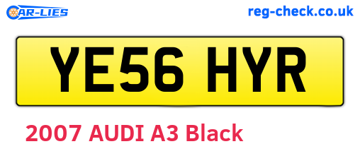 YE56HYR are the vehicle registration plates.