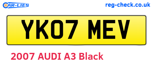 YK07MEV are the vehicle registration plates.