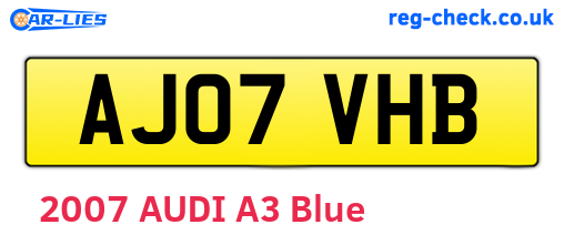 AJ07VHB are the vehicle registration plates.