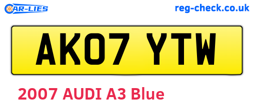 AK07YTW are the vehicle registration plates.