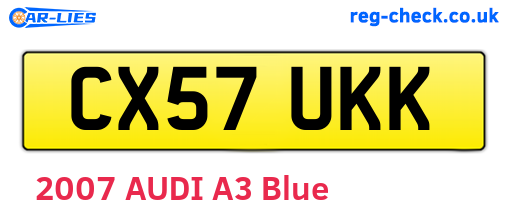 CX57UKK are the vehicle registration plates.
