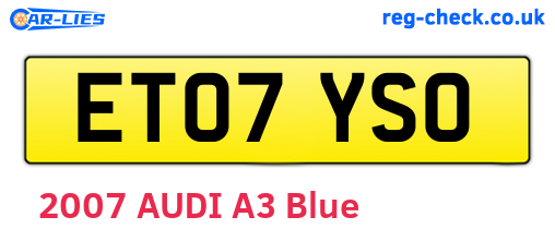 ET07YSO are the vehicle registration plates.