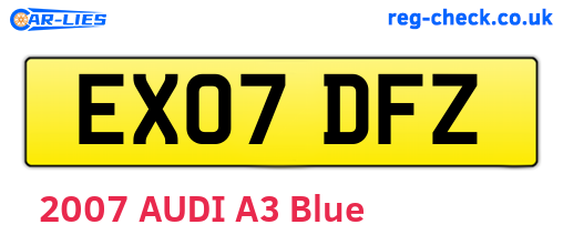 EX07DFZ are the vehicle registration plates.