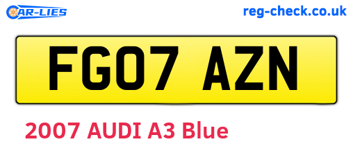 FG07AZN are the vehicle registration plates.