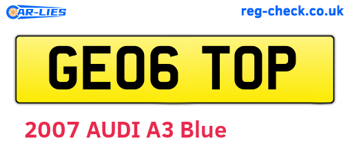 GE06TOP are the vehicle registration plates.