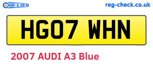 HG07WHN are the vehicle registration plates.