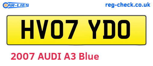 HV07YDO are the vehicle registration plates.