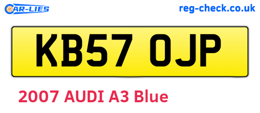 KB57OJP are the vehicle registration plates.