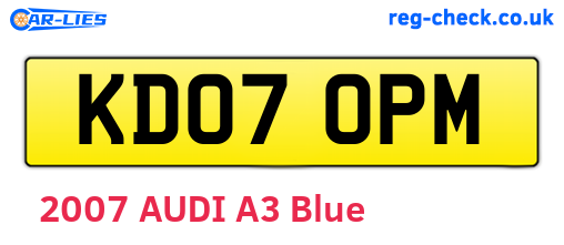 KD07OPM are the vehicle registration plates.