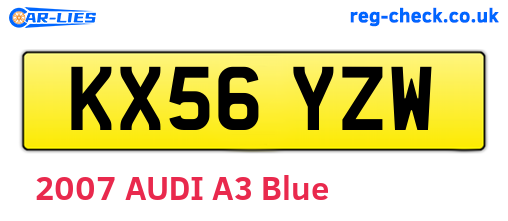 KX56YZW are the vehicle registration plates.
