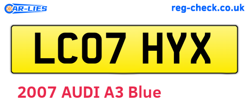 LC07HYX are the vehicle registration plates.