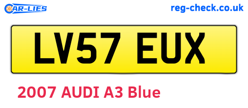 LV57EUX are the vehicle registration plates.