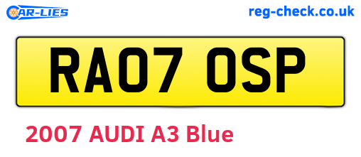 RA07OSP are the vehicle registration plates.