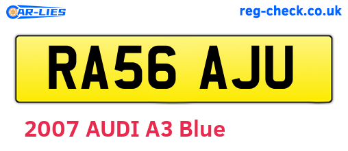 RA56AJU are the vehicle registration plates.