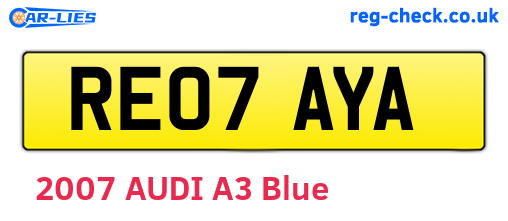 RE07AYA are the vehicle registration plates.