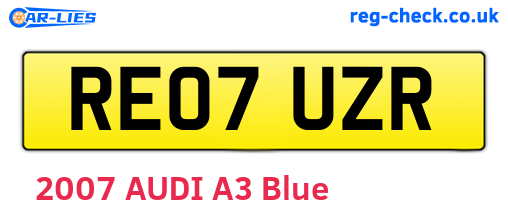 RE07UZR are the vehicle registration plates.