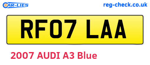 RF07LAA are the vehicle registration plates.