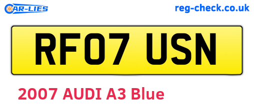 RF07USN are the vehicle registration plates.