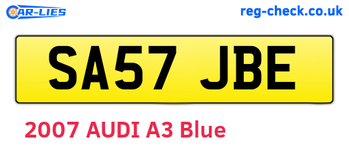 SA57JBE are the vehicle registration plates.