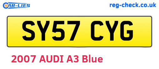 SY57CYG are the vehicle registration plates.