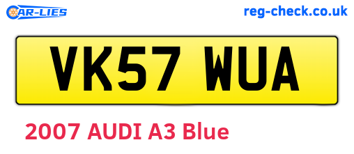 VK57WUA are the vehicle registration plates.