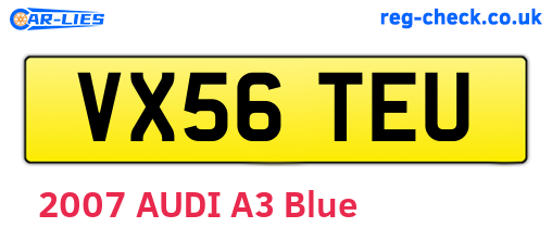 VX56TEU are the vehicle registration plates.
