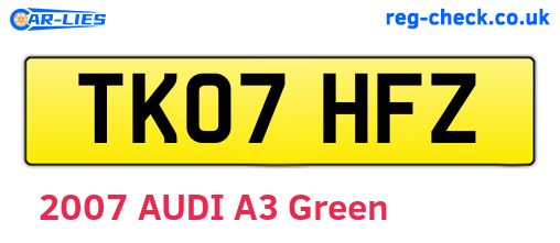 TK07HFZ are the vehicle registration plates.