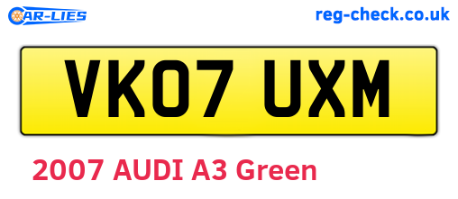 VK07UXM are the vehicle registration plates.