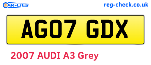 AG07GDX are the vehicle registration plates.