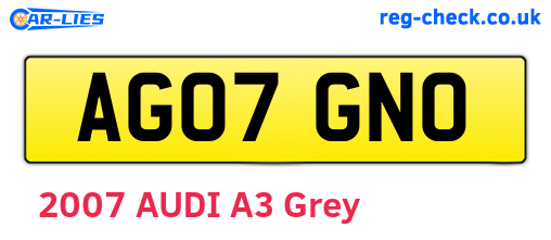 AG07GNO are the vehicle registration plates.