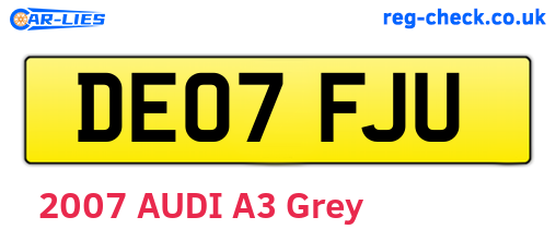 DE07FJU are the vehicle registration plates.