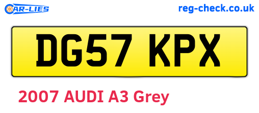 DG57KPX are the vehicle registration plates.