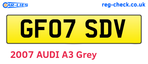 GF07SDV are the vehicle registration plates.