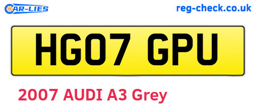HG07GPU are the vehicle registration plates.